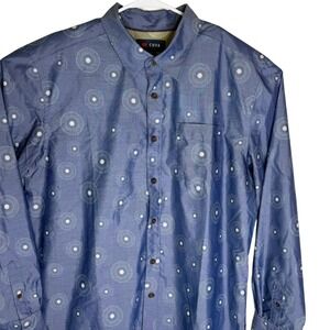 COVA Mens Blue Geometric Circles Print Long Sleeve‎ Button Down Shirt Size XL